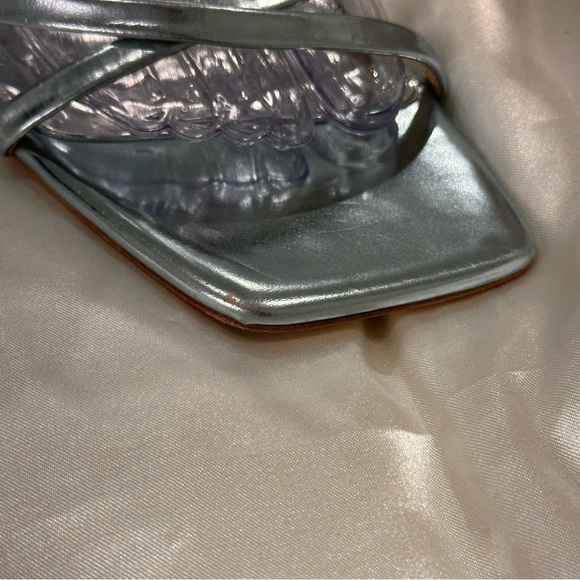 Badgley Mischka Callie Beaded Heel Sandal Bubble Heel Open Toe Metallic Size 9 - Picture 13 of 16